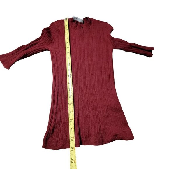 Vince Textured Ribbed‎ Knit Bodycon Dress Long Sleeve XS Red Classic Wool EUC - Picture 7 of 7